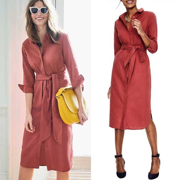 boden freya linen shirt dress